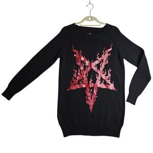 Killstar Blood Pact XS Knit Sweater dress. Red Flames Gothic Punk Rockstar Devil